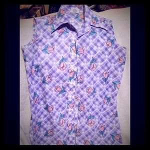 Vintage EUC sleeveless button up L